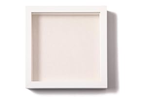 ‎MUZILIFE Muzilife 3D Bilderrahmen zum Befüllen mit Echter Glasscheibe, 22x22 cm-Tiefer Holz Rahmen Weiß, Objektrahmen Shadow Box, als Geschenk für Familie Freunde usw. (Weiß, 22x22cm)