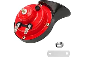 KANDUJIMU 300DB Super Loud Car Horn, 12V Waterproof Car Air Electric Snail Horn, Auto High Low Tone Horn Replacement, Universal Accessories for Car, Motorcycle, Truck, Bike, Boat (Red TZ-101)
