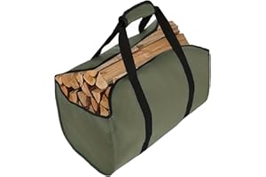 XINFULLWOL Brennholz Tragetasche groß Kaminholz Tasche Holzkorb – Aus reißfestem, wasserdichtem Oxford, ideal für Kamin & Outdoor, auch als Einkaufskorb oder Tote Bag (Armee grün)