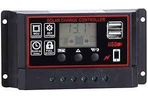 Belissy Regulateur Panneau Solaire Regulateur Panneau Solaire Panneau Solaire 12V, 20A 12V 24V Solaire contrôleur de Charge Panneau Solaire Intelligent Régulateur Batterie LCD paremeter réglable