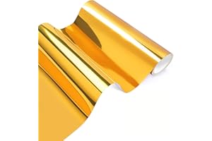 ZJTAPE Ploter Holograficzna Folia Winylowa, Trwały Winyl Samoprzylepny - 30,5 x 250 cm, Błyszcząca Złota Metaliczna Folia do Plotera, kamei i wycinanek, dekoracje imprezowe.