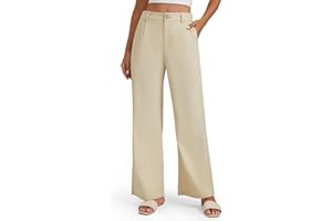 Enmain Pantalon Lin Femme Jambes Larges Bureau Pantalon Taille Haute Décontracté Coton Costume Pants avec Poches