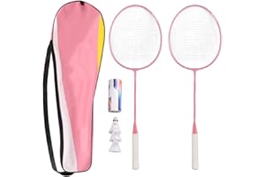 Keenso Juego de Raquetas de Bádminton K1134 Juego de Raquetas de Bádminton de Aleación de Hierro Dividido con Bolsa de Almacenamiento de Cubo de Almacenamiento Rosa