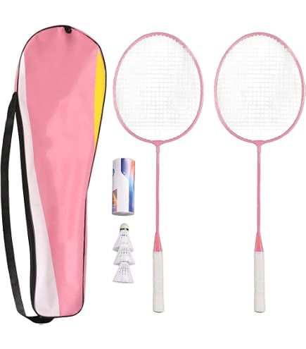 Set De 2 Raquettes De Badminton Roses – Alliage De Fer, Sweet Spot Agrandi, Poignée Antidérapante, Pour Débutants