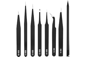 MNBS ESD pincettset 7 st. precisionsantistatiskt rostfritt stål kofot verktygssats, reparationsverktyg, modellbygge pincett för datorer, elektroniska reparationer, smycken, precisionsarbete, laboratoriearbete