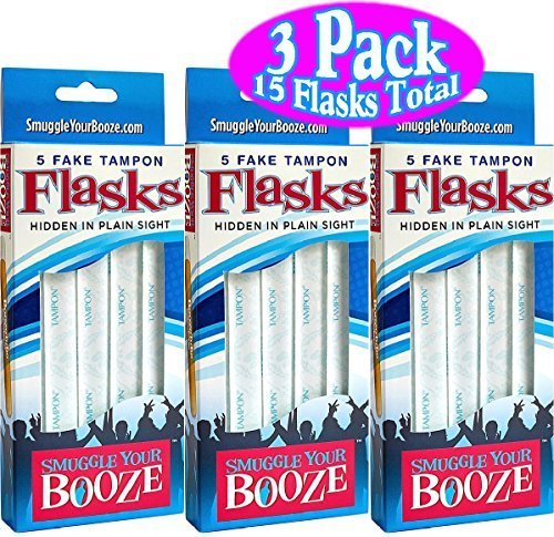 Smuggle Your Booze (Sneak Alcohol) 5 Fake Tampon Flasks Party Pack Bundle - 3 Pack (15 Flasks Total) by Smuggle Your Booze