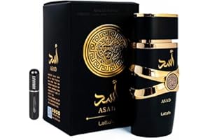 RESAES RESISTANT AND AESTHETIC Lattafa Asad Eau de Parfum 100 ml, Perfume Árabe para Hombre de Larga Duración, Incluye Atomizador, Fragancia masculina árabe intensa ambarada especiada con vainilla tabaco y haba tonka (Asad)