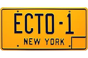OPO 10 - ECTO 1 Auto Metall Nummernschild Replik kompatibel mit 1959 Cadillac Orange aus dem Ghostbusters Film (56)