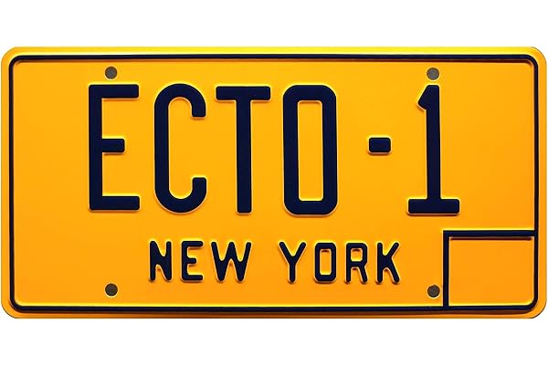 OPO 10 - Réplique de la Plaque d'immatriculation en métal de la Voiture ECTO 1 Compatible avec Cadillac 1959 Orange du Film Ghostbusters (56)