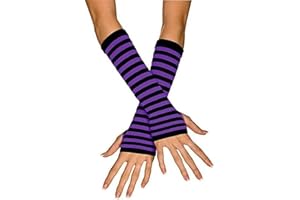 Ro Rox Scaldabraccia A Righe Gotiche Guanti Senza Dita Con Foro Per Il Pollice Guanti A Gomito Lavorati A Maglia Punk