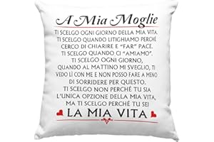 VULFIRE Cuscino Federa Moglie Speciale, Idea Regalo di Compleanno Originale, Frasi D'amore, Arredamento Casa Divano Letto - senza Imbottitura (40_x_40_cm, A mia Moglie)