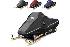 LI LIBZAKI LIBZAKI Snowmobile Cover Waterproof Sled Ski Cover 600D Heavy Duty Oxford Fabric Freeze-Resistant Down to -40°F Compatible with Polaris,Ski-Doo,Arctic Cat,Yamaha,Lynx,Camso,CFMOTO 116"-125" Gray