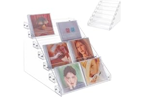 UNICRAFTALE 7 Tier Acrylic CD Display Rack CDs Storage Organizer Dvd Case Holders Organizers Clear CDs Holder Holds up to 56 Standard CD Cases for Media Shelf Storage Organization 37x30.5x28.5cm