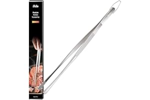 iNeibo Pince Cuisine Pince Barbecue Pince Cuisine INOX Premium Pincettes Cuisinier Pince du chef Utilisée comme Pince a Dresser Pince à Friture Pince Saucisse 1PC Pince Fine 30 cm Ronde