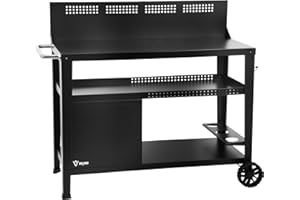 BBQ-Toro Carro de barbacoa 125 x 57 x 104 cm | Negro | Mesa de barbacoa con gran superficie de trabajo, mesa auxiliar con protección contra el viento, carrito al aire libre