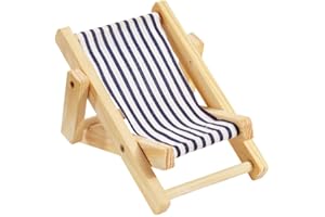 HOBBYFUN Deko-Liegestuhl aus Holz, blau/weiß, ca. 10cm