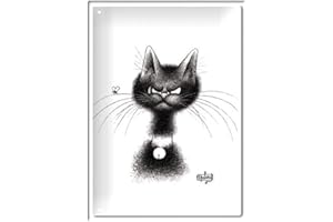 Éditions Clouet 29191 - Petite Plaque métal 15x21 cm Chats de Dubout - La Mouche