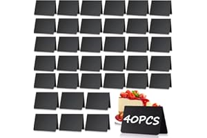 SENENQU Lot de 40 Mini Tableau Noir, Mini Panneau D'affichage, Petit Tableau Noir pour Boulangerie, Buffet, Mariage, Fêtes, Signes pour la Nourriture (10 x 7 cm)…