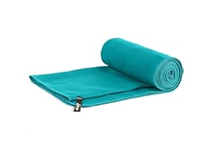 PAMEIL Lot de 3 serviettes en microfibre (160 x 80 cm + 2 petites serviettes de 80 x 40 cm), serviette de voyage, séchage rapide, pour fitness, sauna, bleu paon