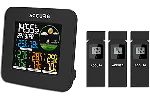 ACCUR8 YD8266WUK Weather Forecast Station - Incl. 3 Wireless Temperature & Humidity Sensors
