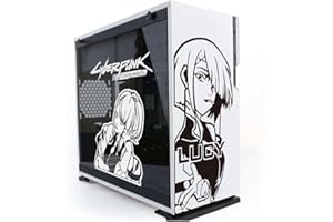 TENSUKA Cyberpunk: Edgerunners Aufkleber für PC-Gehäuse, Anime-Dekor-Aufkleber für ATX-Computergehäuse, wasserdicht, leicht entfernbar, Schwarz und Weiß