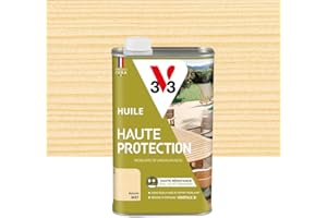 V33 Huile bois extérieur Haute Protection Naturel mat - Pour mobilier de jardin - Haute résistance eau, UV et graisses - Sans essuyage et effet perlant - Résine d'origine végétale - 1L