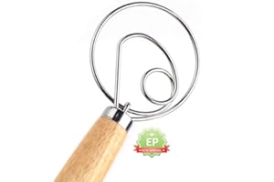 Fouet à pâte à pain de 13 ", fouet à pâte danois de qualité professionnelle, mélangeur, batteur à oeufs, manche en bois, fouet à pâte à pain fouet batteur à oeufs batteur poignée en bois accessoires