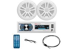 GK SOUND KIT Set Marine FÜR BOSS Audio Systems MCK632WB.6 mit MR632UAB AM/FM-Bluetooth-Stereoempfänger, einem Paar MR6W-Lautsprechern, 90 Watt RMS, 180 Watt max., MRANT10-Dipolantenne, 1 Kit + Zubehör