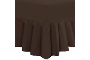 Select-ed® Luxury Poly Cotton Frilled Platform Base Valance Sheets OR Pillow Cases Available (Chocolate, King)