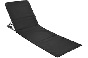 Spetebo Natte de plage pliable avec dossier - Chaise longue de plage - Chaise longue de jardin Noir