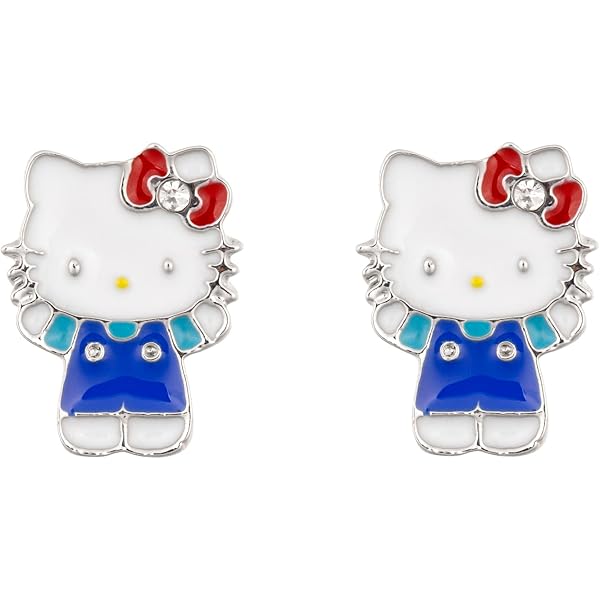 Findout HeloKitte cat. 925 Sterling Silver Earrings orecchini in argento per donna - Orecchini a bottone con zirconi in, carinissimi orecchini a forma di gatto per donne, ragazze e bambini
