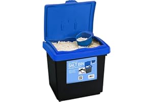 KetoPlastics Rock Salt Storage Bin - Grit Spreading Store Plastic Container Box with Scoop for Rock Salt or White Salt for De-icing Paths and Driveways (30 LITRE)
