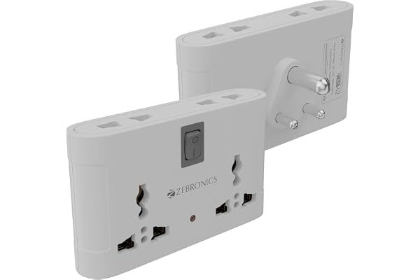 Zebronics Power Extension Socket, 1500 Watts, 6 Amps, 4x High Quality Universal Socket, LED Indicator, On/Off Switch, Compact & Durable Design, for Office and Home Appliances (Power Plug 42)