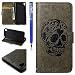 Produktbild EUWLY Kompatibel mit Sony Xperia XA1 Leder Handyhülle Lederhülle Wallet Case Flip Cover Schädel Muster Bookstyle Klapphülle Handytasche Leder Tasche Magnet Kartenfächer Standfunktion,Grau