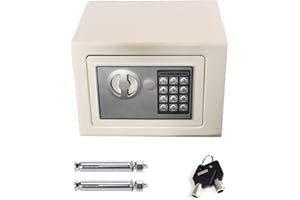 HUINI Digital Safe Key Safe Security Electronic Steel Safety Box Home Office Money Cash Lockable Storage Safe with 2 Emergency Keys, 4.6L - White