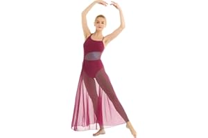 Agoky Vestido de Danza Clásica Mujer Maillots con Falda Tul Leotardo Ballet Gimnasia Vestido de Danza Lírica Contemporánea Disfraz Bailarina Competición