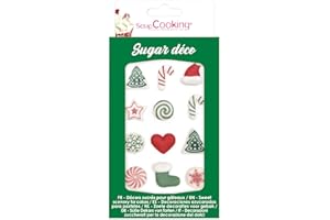 SCRAPCOOKING SCRAP COOKING Décosucres Sweet Xmas - Sapin, Bonnet, Sucre d'Orge, Flocon, Etoile, Coeur, Décorations Alimentaires Comestibles Pâtisserie Noel 6996 12 g (Lot de 1)