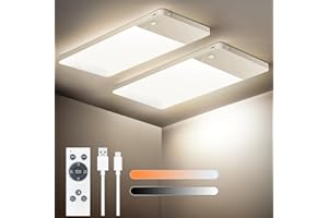 SNADER LED Ceiling Light with Motion Sensor and Remote Control, Dimmable & Wireless Ceiling Light with 12000 mAh Battery, Ultra Long Running Time for Stairs, Hallways, Garage (Pack of 2)