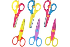 Fantasyon 6Pcs Kids Scissors Safety Craft Colorful Children Serrated Creative Paper Edger 3 Pcs Toddler and for Crafts,Scrapbooking,DIY Photo Art Project