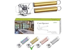 Berglander Can Opener, Stainless Steel Gold Handle Can Opener, Titainium Golden Plating Handle Can Opener Hand Held, Smooth Edge Manual Can Opener, Heavy Duty (Gold)