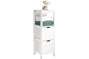 ‎SOBUY SoBuy FRG127-W Badkommode Badschrank mit Fußpolster Kommode Badezimmer Badmöbel weiß
