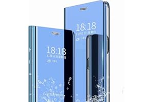 TingYR Funda para Xiaomi Redmi Note 10 Pro Carcasa, Espejo Funda Flip Inteligente Mirror Caso, Soporte Plegable, Case Cover Funda para Xiaomi Redmi Note 10 Pro.(Azul)