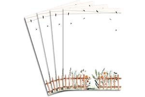 GLÜXX AGENT 25 fogli per lettere, formato DIN A4, carta naturale in crema con giardino fiorito, 120 g/m², 21,0 x 29,7 cm, carta da lettere stampabile, ideale per inviti di matrimonio e compleanno