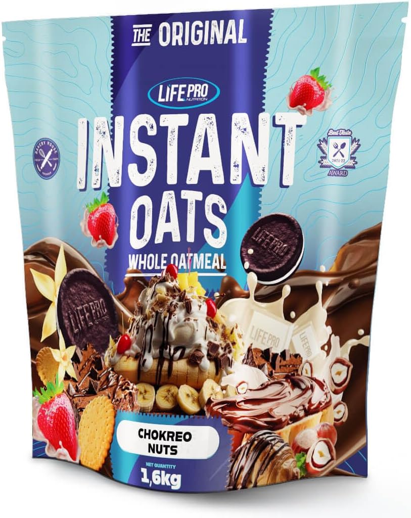 Life Pro Fit Food Instant Oats Premium 1.6kg | Carbohidratos de liberación lenta | Harina integral de avena (CHOKREO-NUTS)