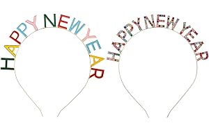 LARFRAECY 2 PCS Rhinestone New Year Headband,HAPPY NEW YEAR Headband Tiara,Christmas Headbands,Sparkly Rhinestone New Year Tiara Headband Party Hair Accessory,Christmas Happy New Year Party Headband
