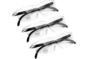 SELURK Occhiali Ingrandimento 300%, 500%, 800%, Anti Luce Blu, Lente di Ingrandimento da Lettura per Anziani, Occhiali Senza Cornice per Lavori Ravvicinati, Ricamo, Artigianato, Gioielli (Nero)