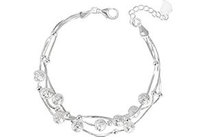 VGWON 925 Argento Sterling bracciali a strati regolabile Charm Link con perline, bracciali per le donne, regalo per la Moglie Figlia Mamma Amici