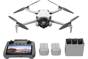 DJI Mini 4 Pro Fly More Combo mit DJI RC 2 Fernsteuerung (Bildschirmfernsteuerung), faltbare Mini-Drohne mit 4K-Kamera, unter 249g, 34 Minuten Flugzeit, 2 zusätzliche Akkus, Klasse-C0