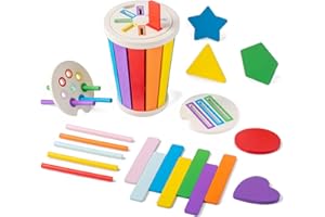 Smartwo Montessori Spielzeug ab 1 Jahr, Kinderspielzeug zum Farben Lernen, Sortierspiel Steckspiele Lernspiele ab 2 Jahre, Holzspielzeug Baby, Motorikspielzeug, Geschenk für Mädchen Jungen