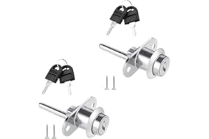 HETING-YQ 2Pcs Serrure de Tiroir Serrures à Tiroirs Bureau avec Clé Serrure à Piston pour Classeurs Armoire Vitrine, Diamètre 16 mm (Argent)